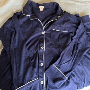 J. Crew Womens Eco Dreamiest Long-Sleeve Pajama Top Size Small Navy Sleepwear PJ